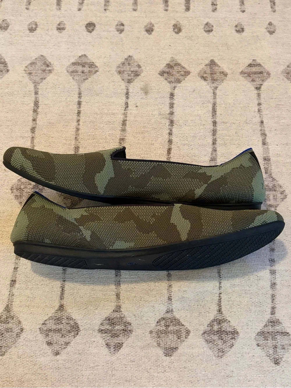 Rothy’s The Loafer Olive Camo Green Knit Flats Women’s 11